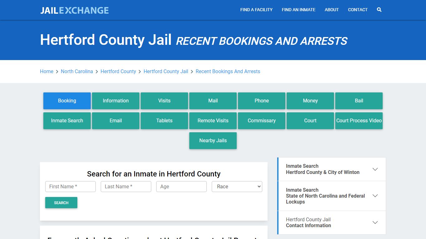 Hertford County Jail Recent Bookings And Arrests - Jail Exchange