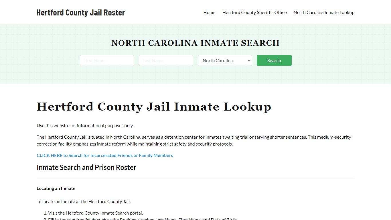 Hertford County Jail Roster Lookup, NC, Inmate Search