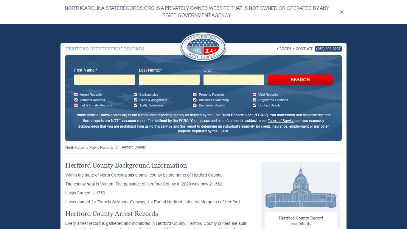 Hertford County Arrest, Court, and Public Records | StateRecords.org